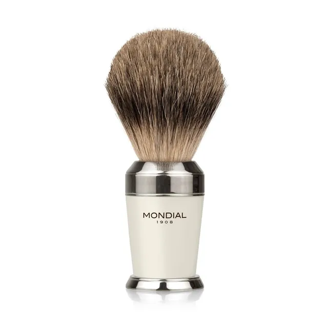mondial-1908-premium-pennello-da-barba-resina-bianca-e-cromo-super-badger image 1