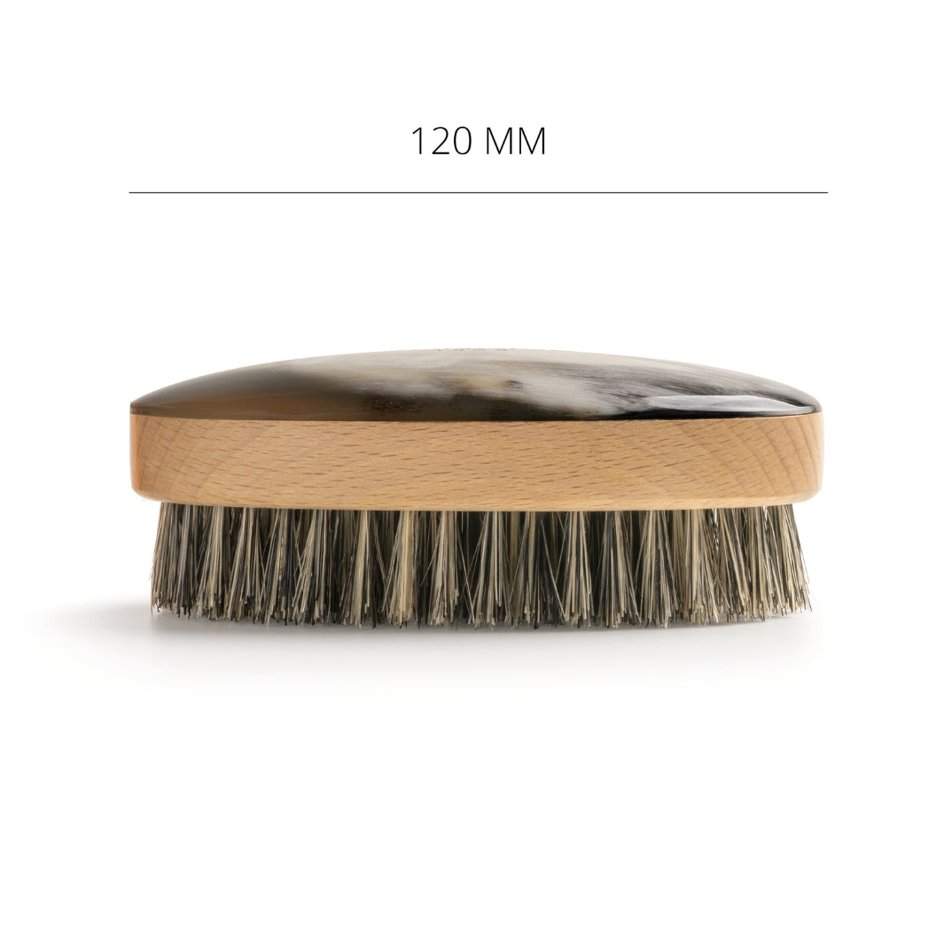 mondial-1908-spazzola-da-barba-ovale-in-corno-naturale-120mm-setola-nera image 2