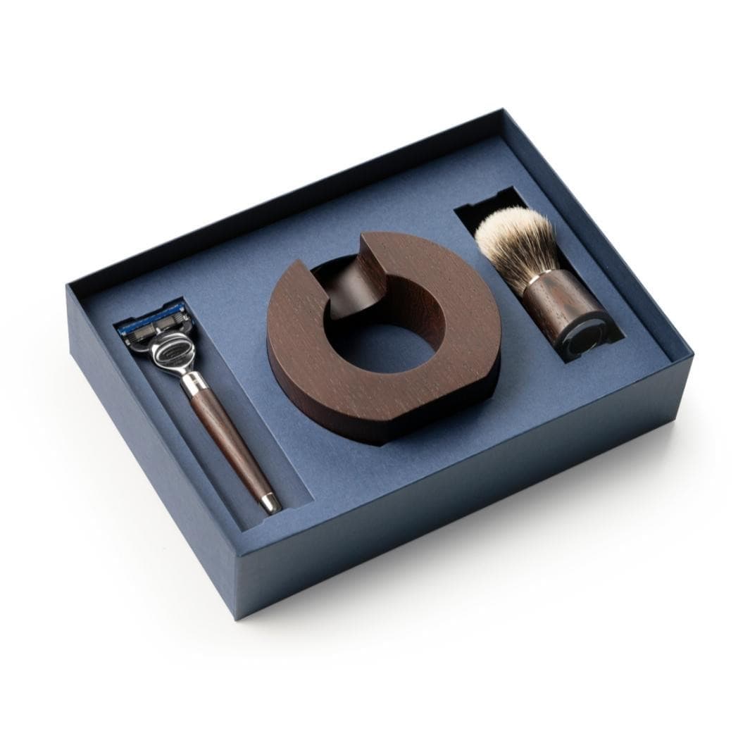 mondial-1908-sphaera-set-rasatura-in-legno-weng-con-pennello-silvertip-e-rasoio- image 5