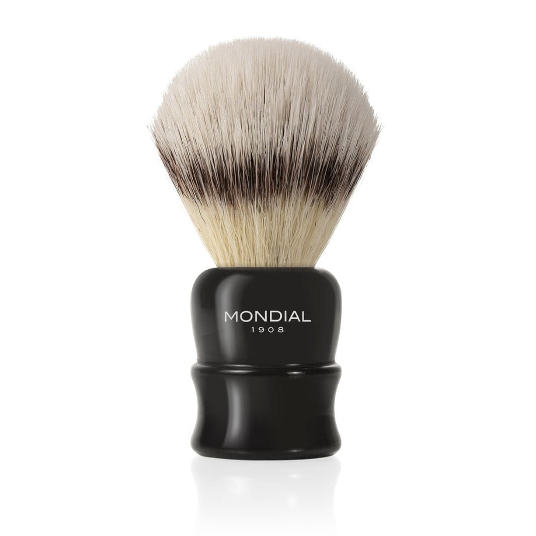 mondial-1908-crosby-pennello-da-barba-resina-nera-tasso-sintetico-ecosilvertip image 1