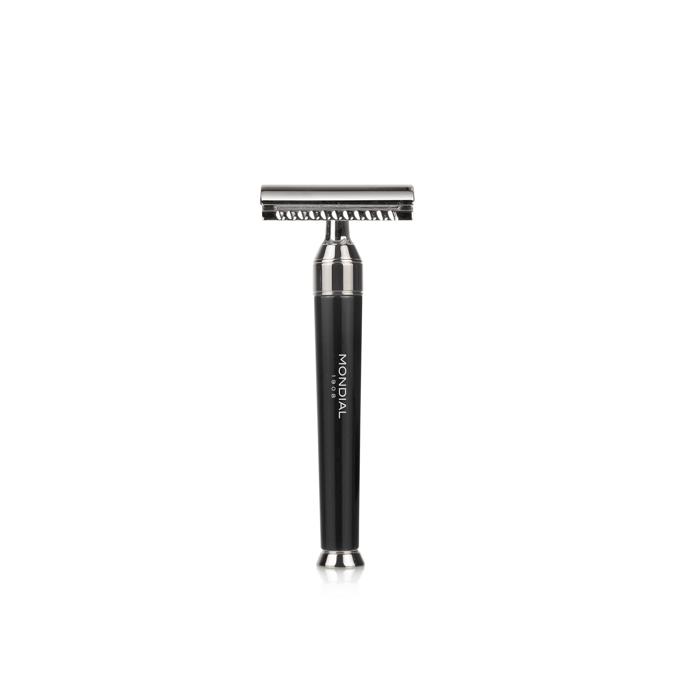 mondial-1908-set-da-barba-premium-resina-nera-4-pezzi-pennello-super-badger-raso image 2