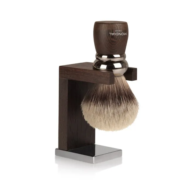 mondial-1908-prestige-set-barba-in-legno-weng-con-pennello-tasso-stand image 1