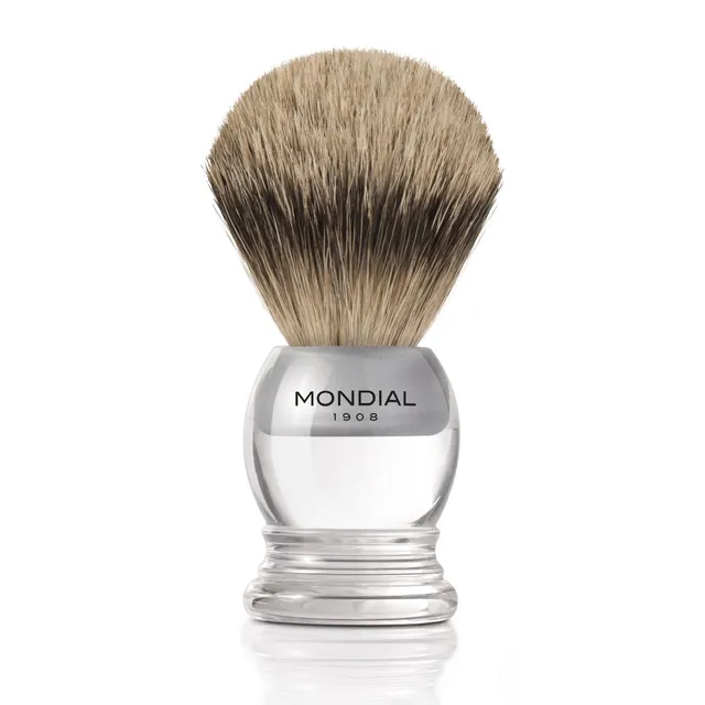 mondial-1908-pennello-da-barba-cristal-manico-trasparente-super-badger image 1