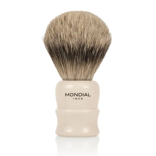 mondial-1908-pennello-lancaster-resina-avorio-con-super-badger-extra image 1