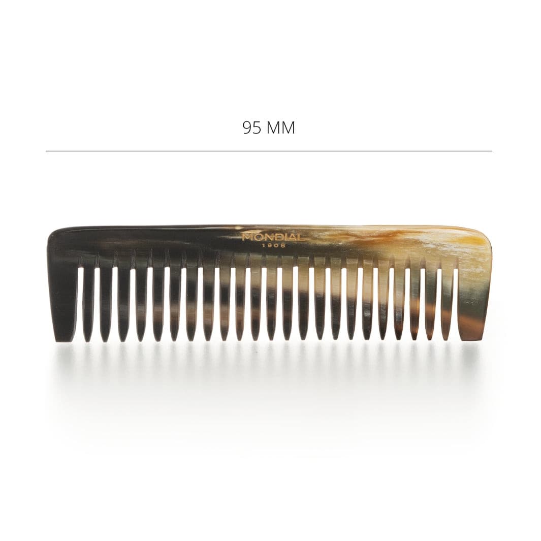 mondial-1908-pettine-per-capelli-in-corno-naturale-95-mm-denti-larghi image 2