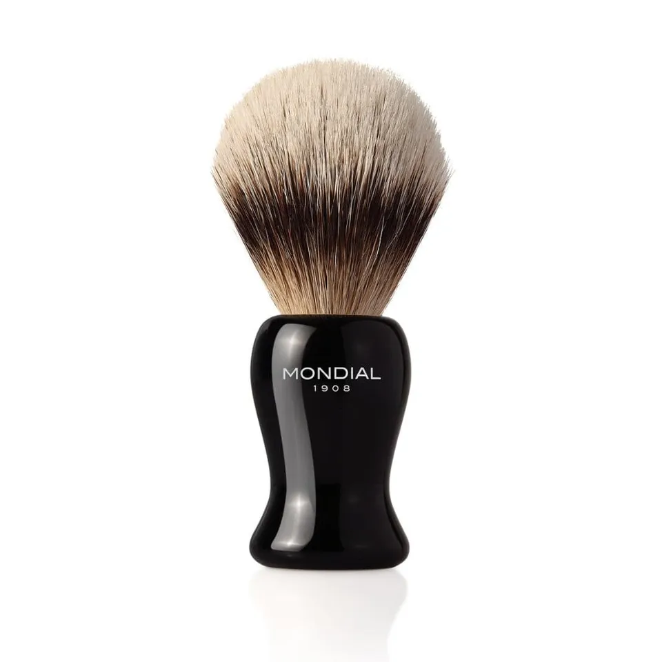 mondial-1908-pennello-da-barba-gibson-resina-nera-tasso-silvertip-naturale image 1