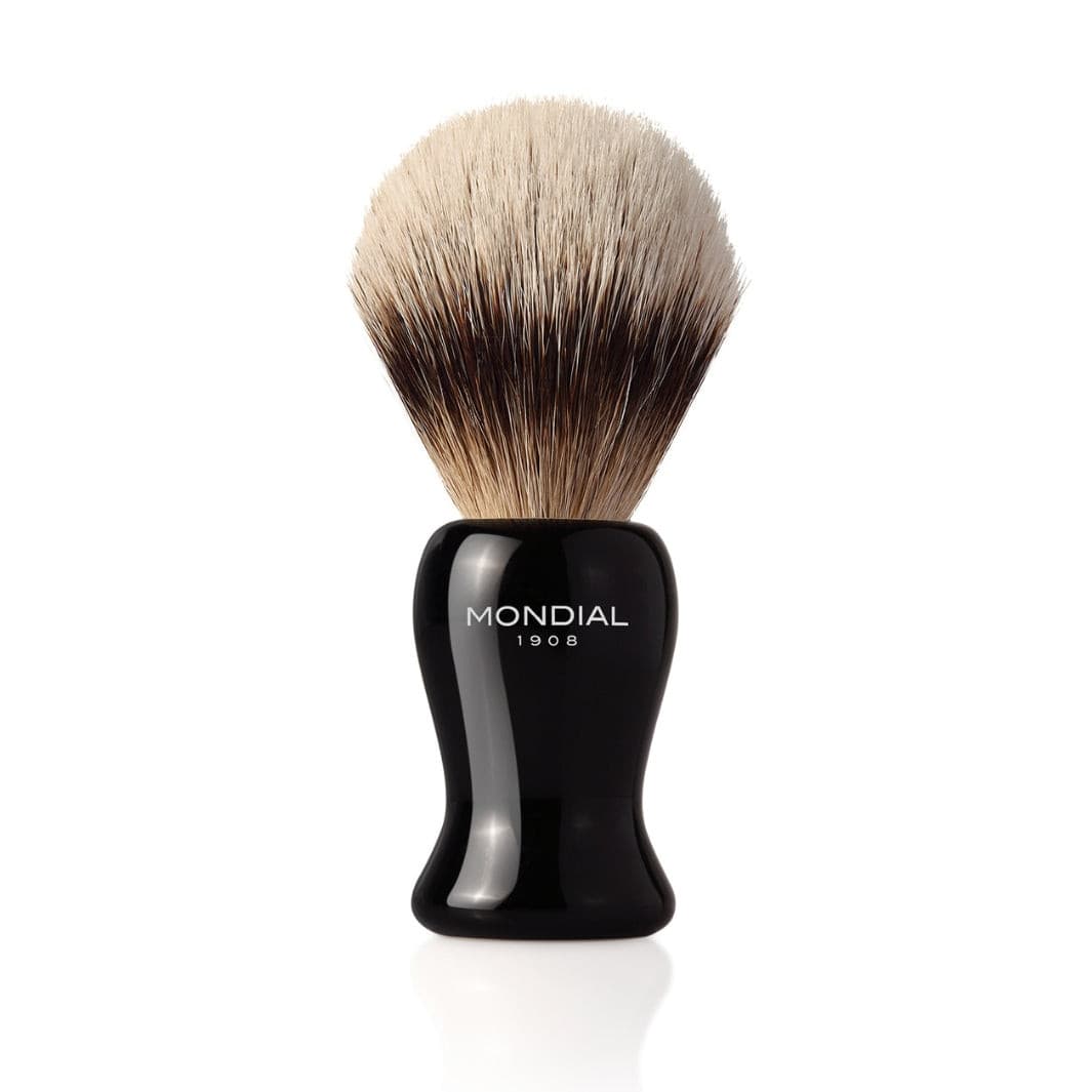 mondial-1908-pennello-da-barba-gibson-resina-nera-tasso-silvertip-naturale image 1