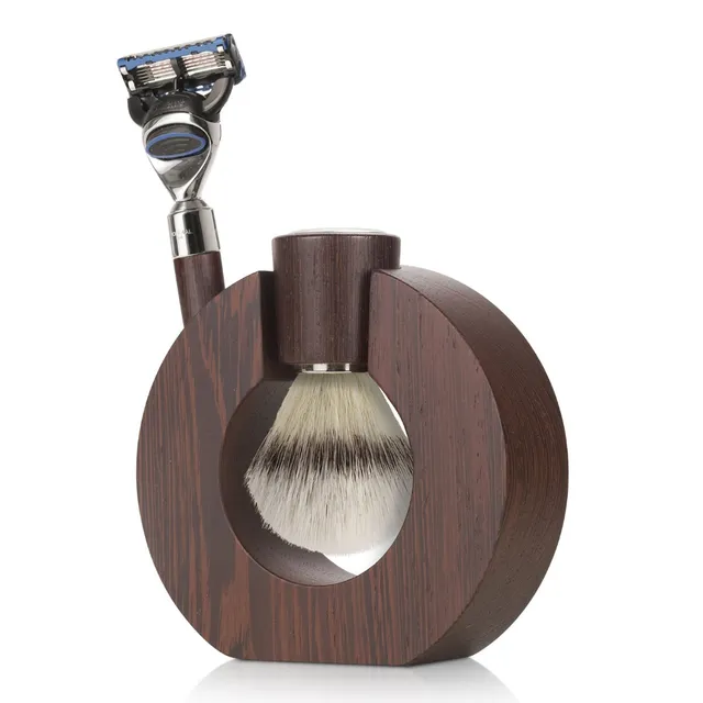 mondial-1908-sphaera-set-rasatura-in-legno-weng-con-pennello-silvertip-e-rasoio- image 1