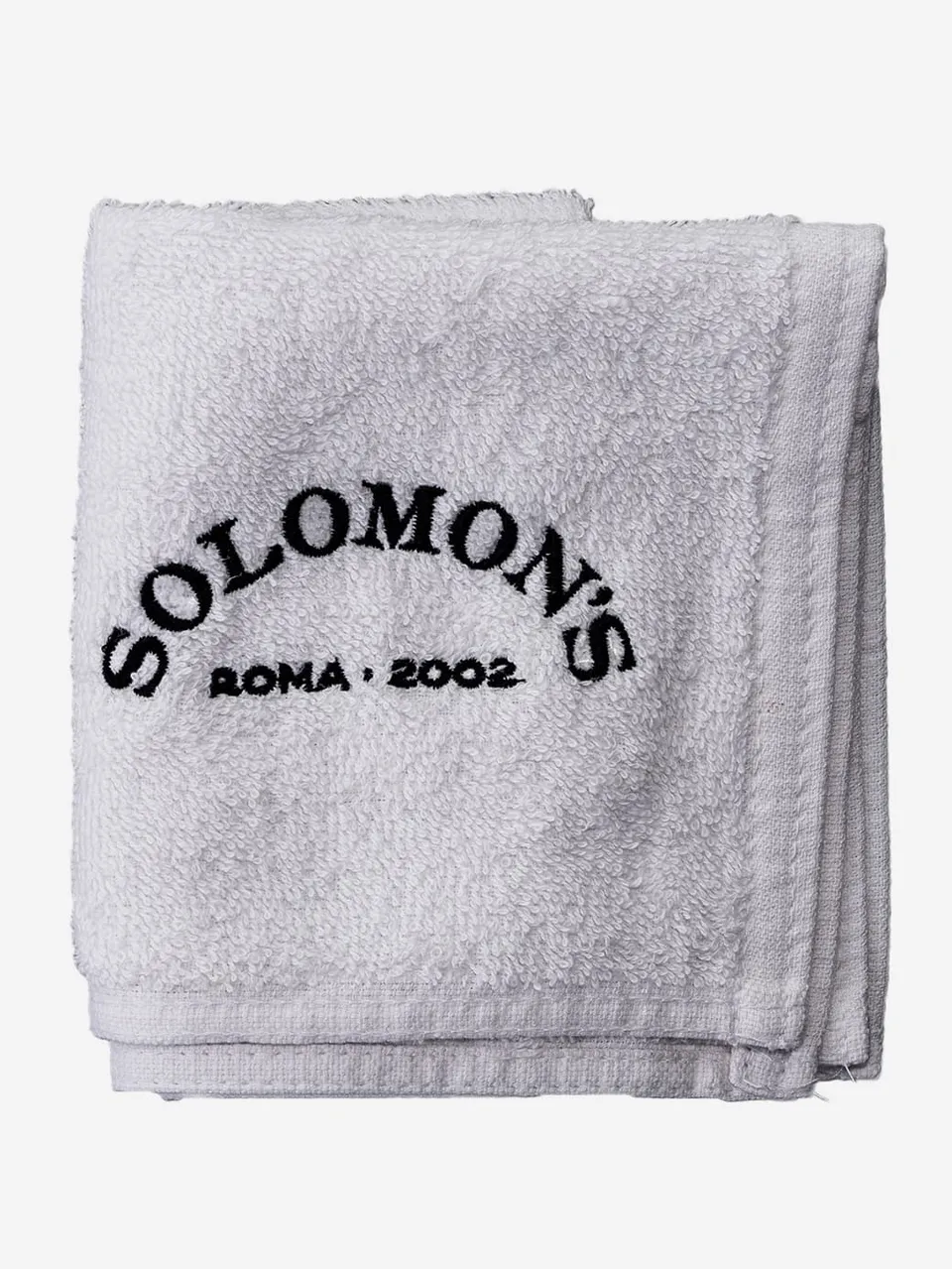 solomon-s-beard-salvietta-in-cotone-bianca-con-logo-ricamato image 1