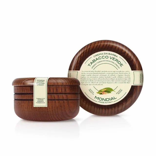mondial-1908-tabacco-verde-crema-da-barba-in-ciotola-di-legno-140-ml image 1