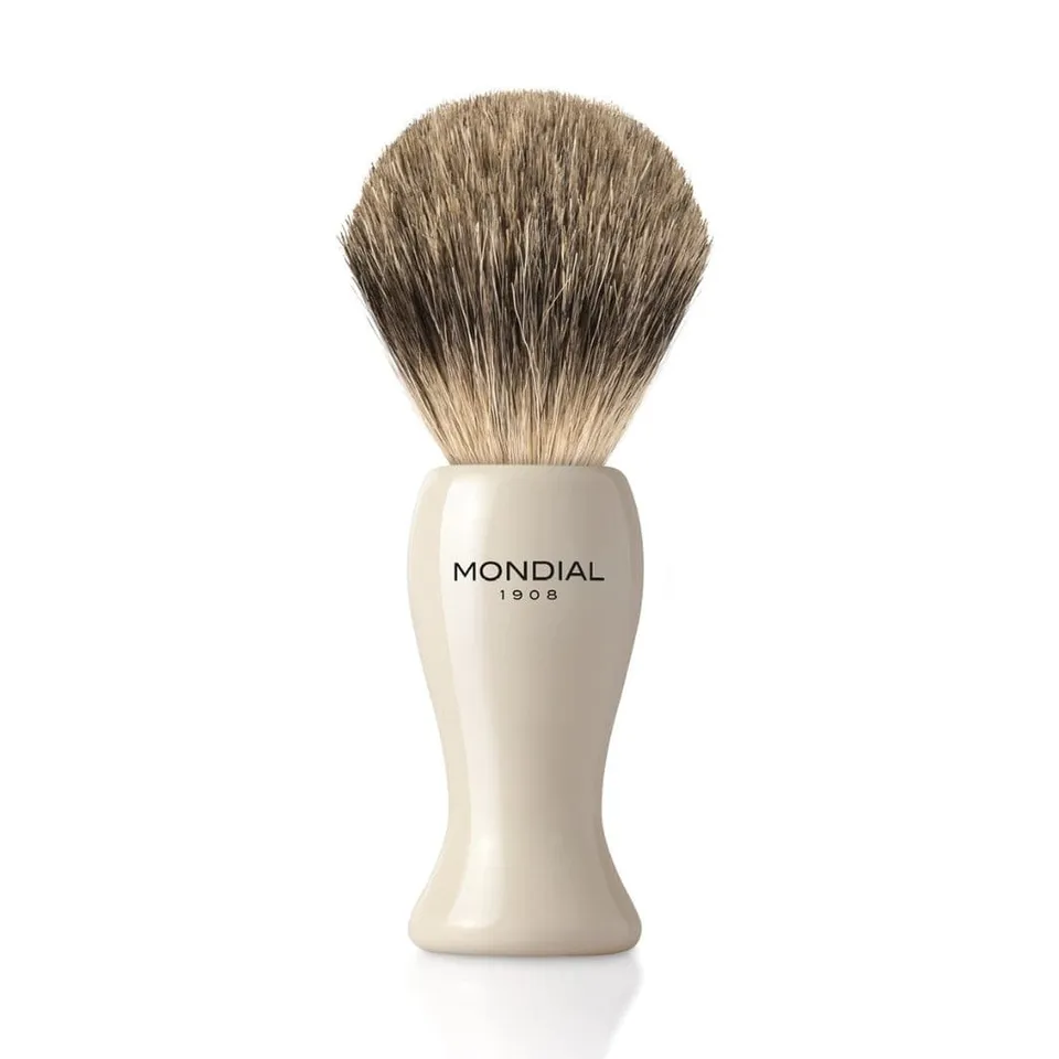 mondial-1908-tower-pennello-da-barba-in-resina-avorio-con-best-badger image 1