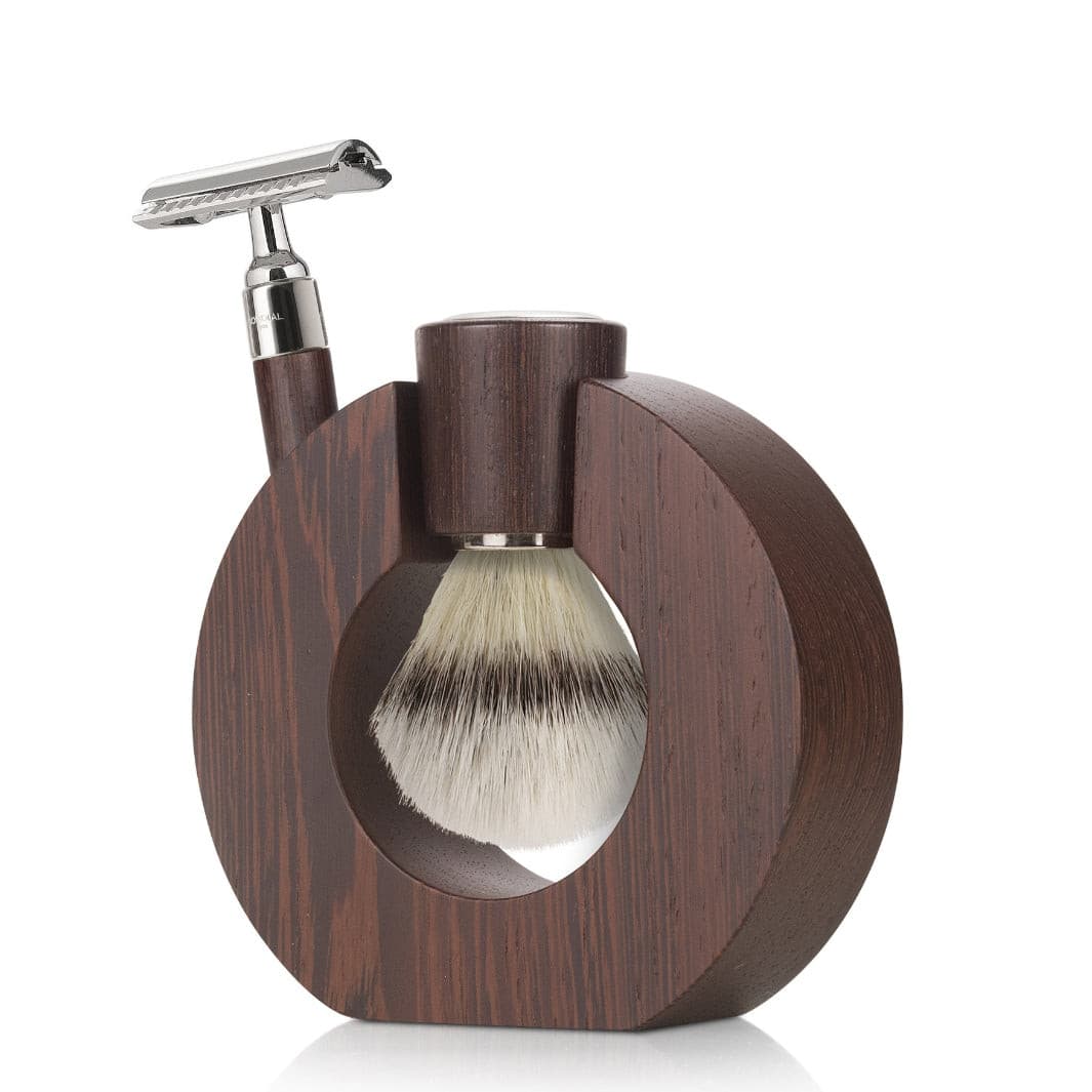 mondial-1908-sphaera-set-da-rasatura-in-legno-weng-con-pennello-silvertip-e-raso image 1
