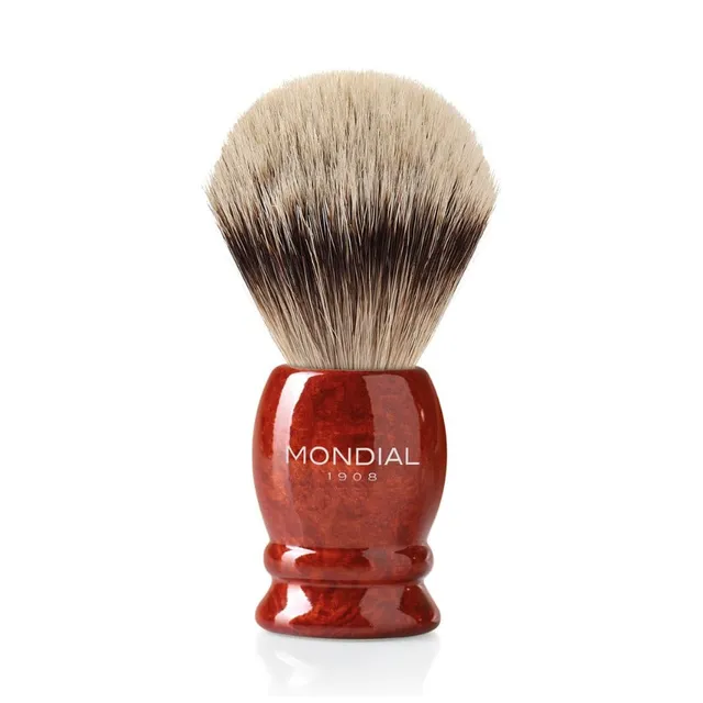 mondial-1908-luxury-pennello-da-barba-in-legno-di-radica-con-tasso-silvertip image 1