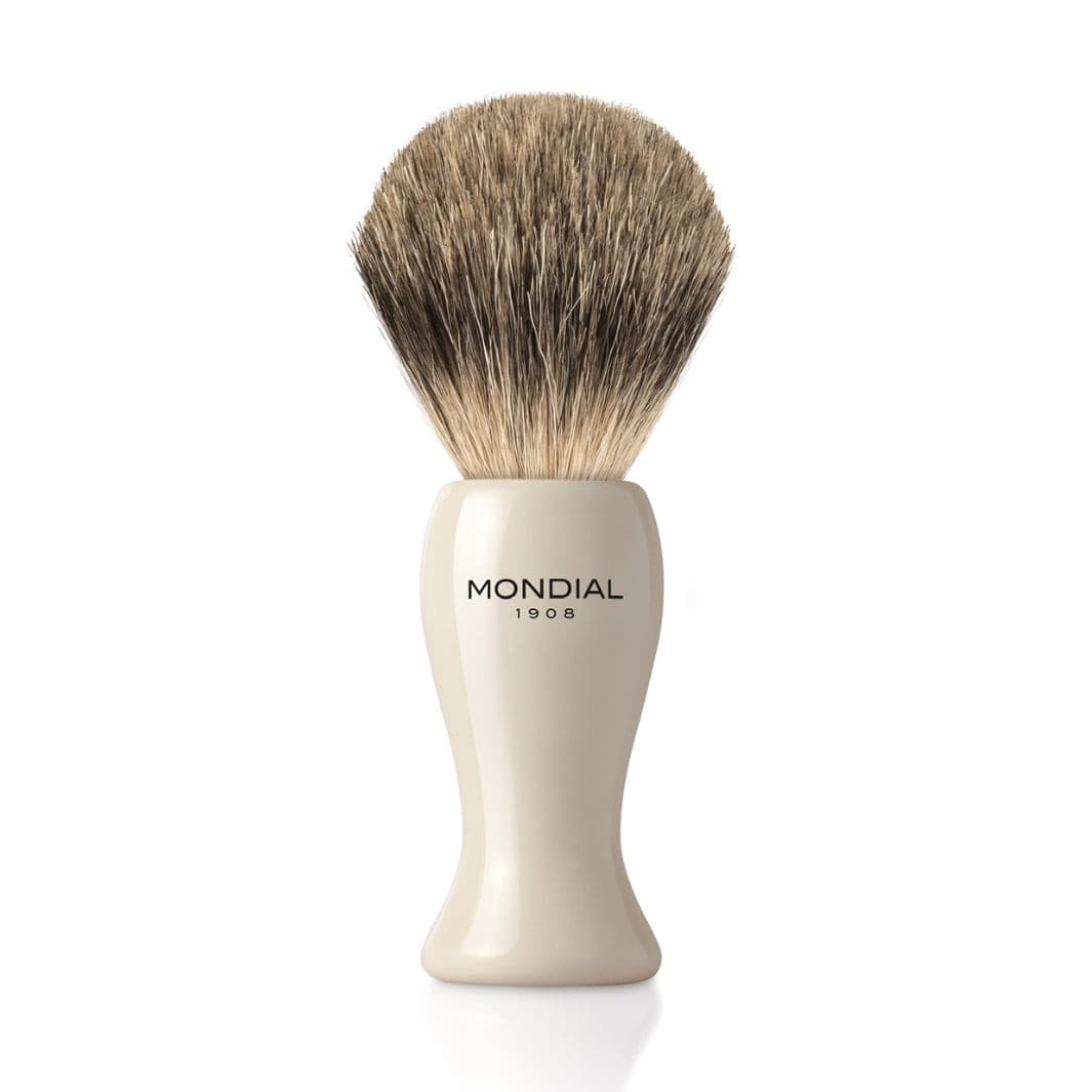 mondial-1908-tower-pennello-da-barba-in-resina-avorio-con-best-badger image 1