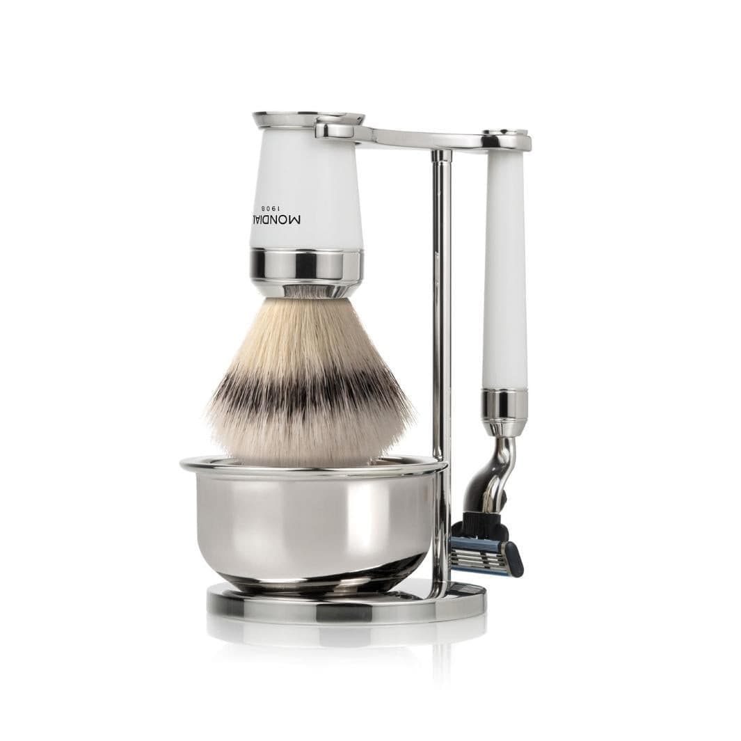 mondial-1908-premium-bianco-set-barba-4-pezzi-super-badger-rasoio-ciotola image 3