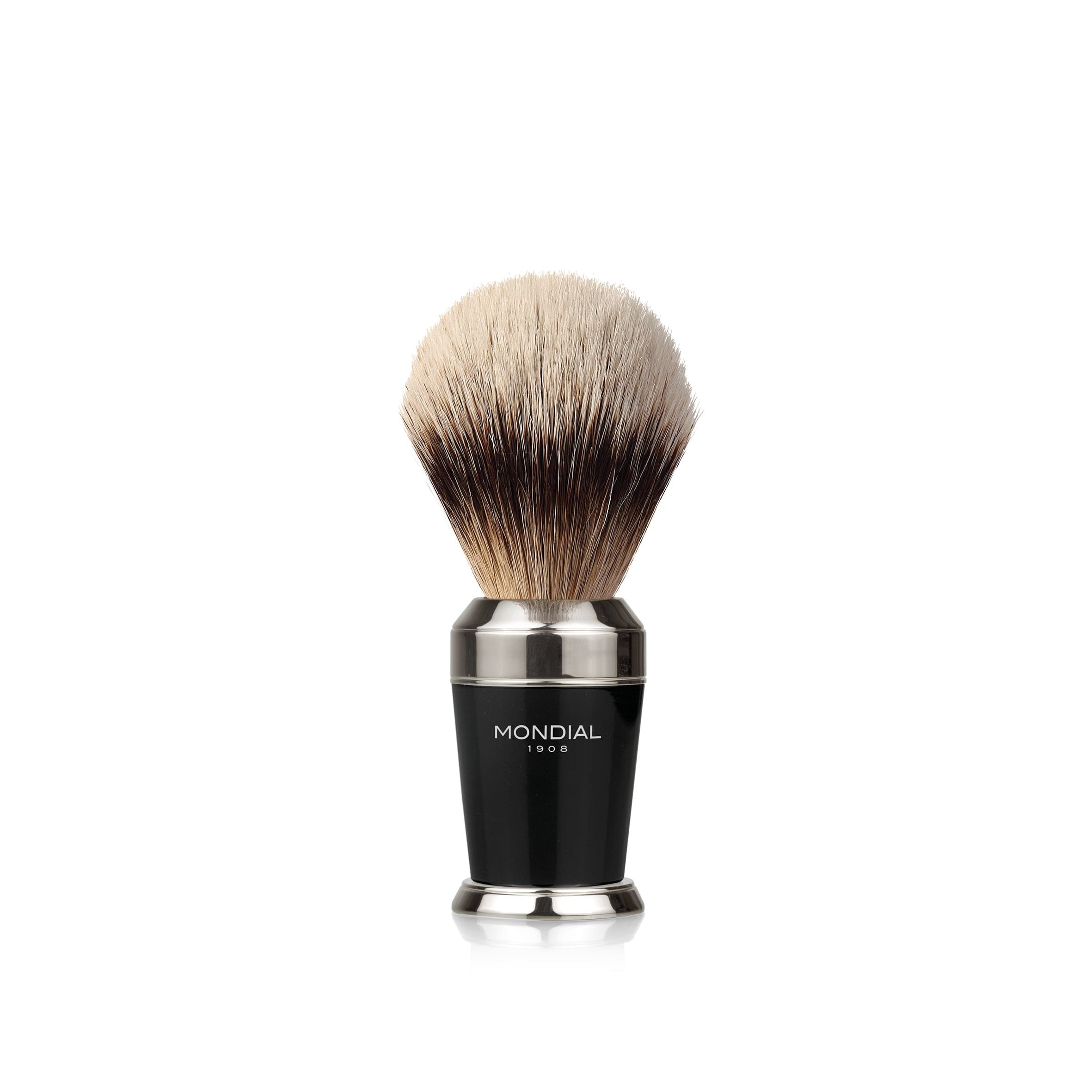 mondial-1908-set-da-barba-premium-resina-nera-4-pezzi-pennello-super-badger-raso image 3