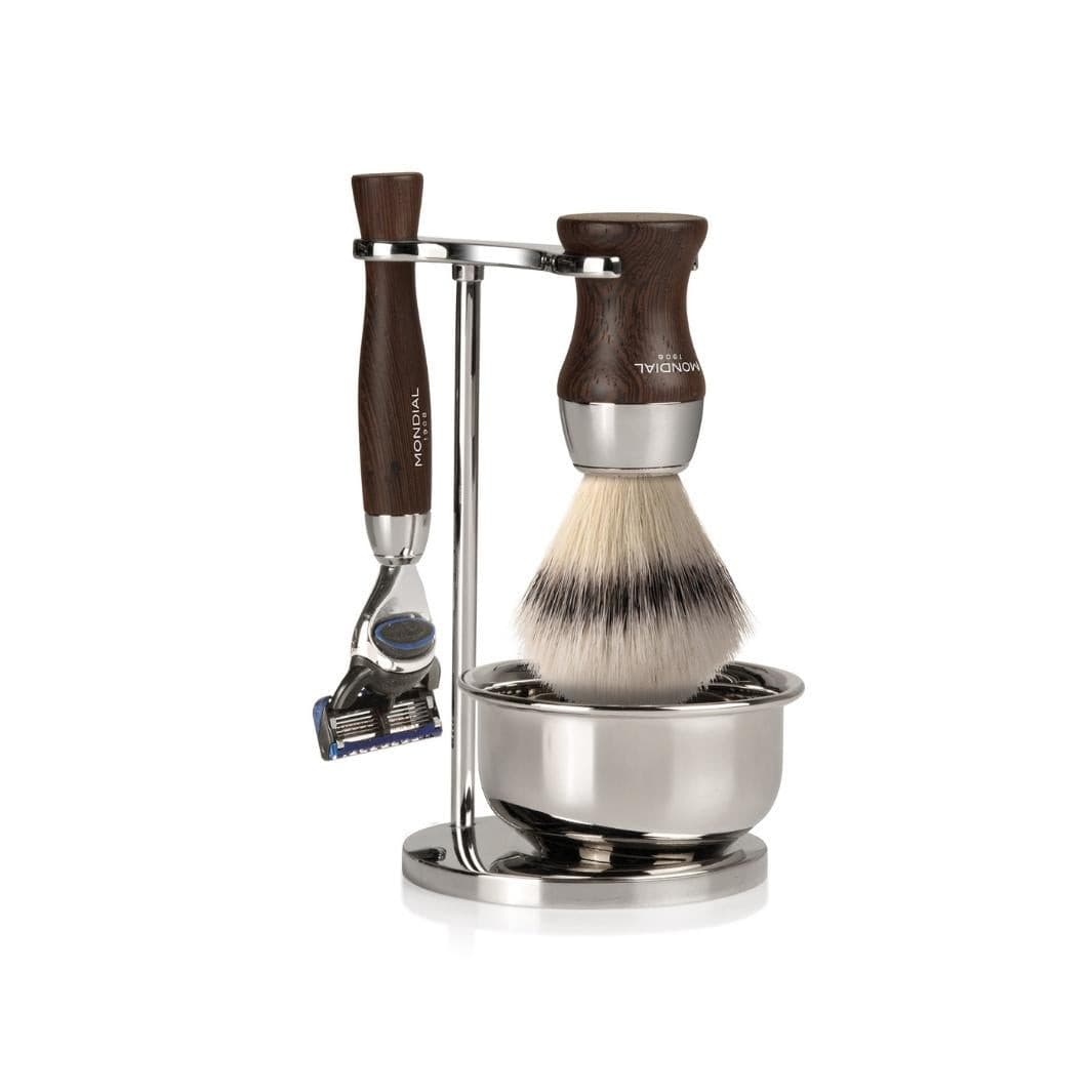 mondial-1908-heritage-set-da-barba-weng-super-badger-con-supporto-e-rasoio image 1