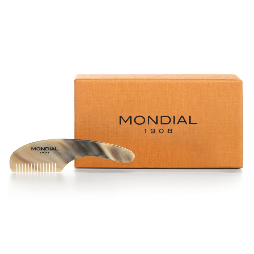 mondial-1908-pettine-per-baffi-in-corno-naturale-con-manico-90-mm image 1