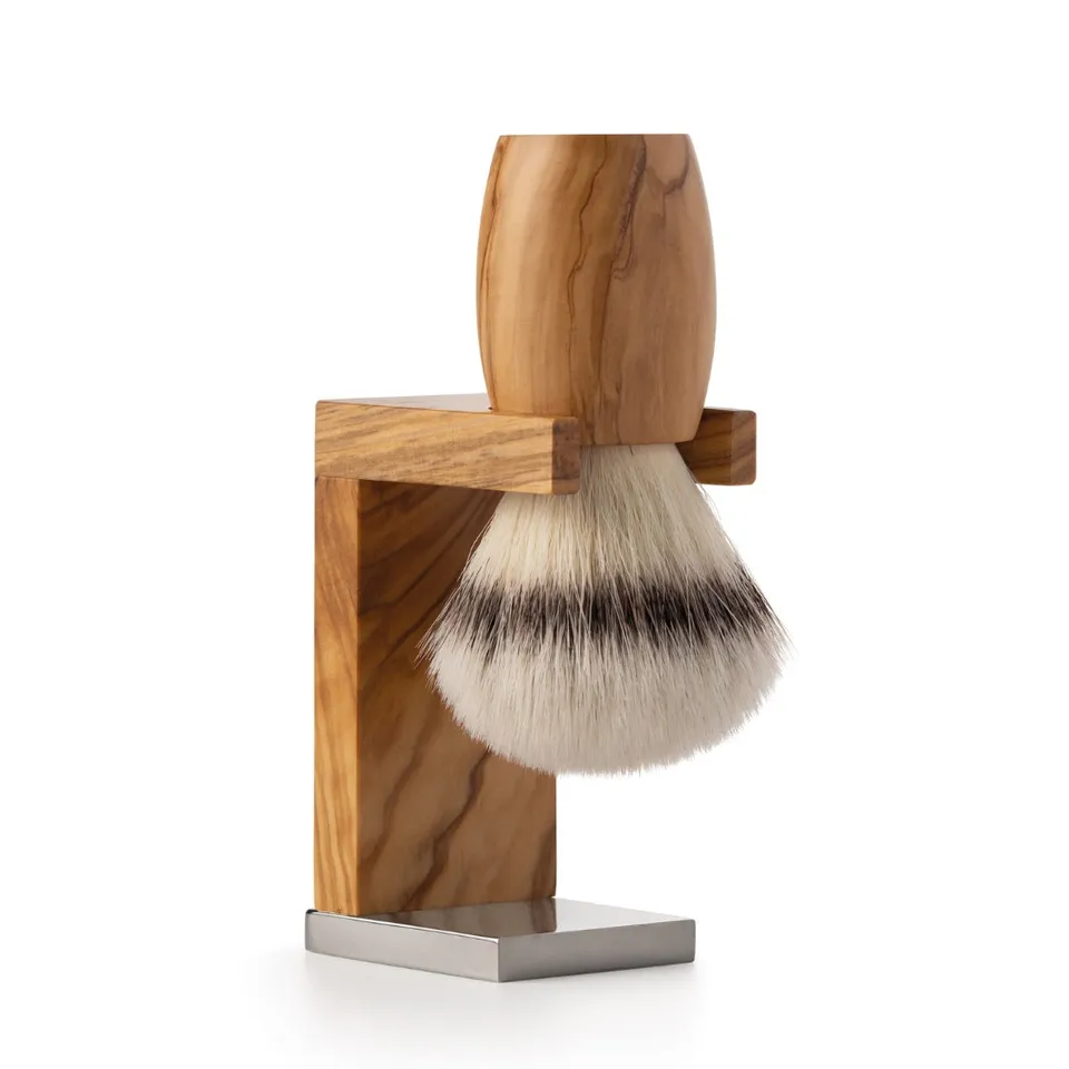 mondial-1908-set-thor-in-legno-d-ulivo-con-pennello-ecosilvertip-e-stand image 1