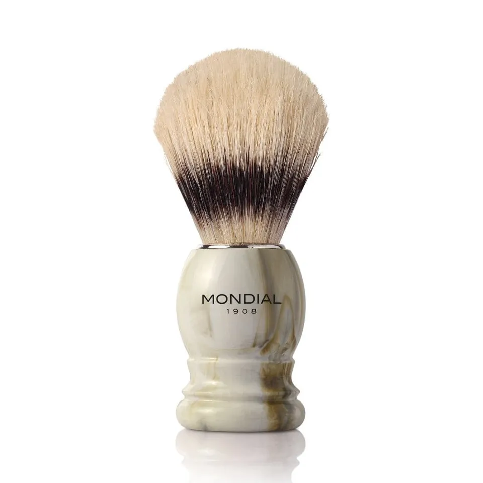 mondial-1908-pennello-da-barba-boston-marmo-bianco-setola-sbiancata image 1
