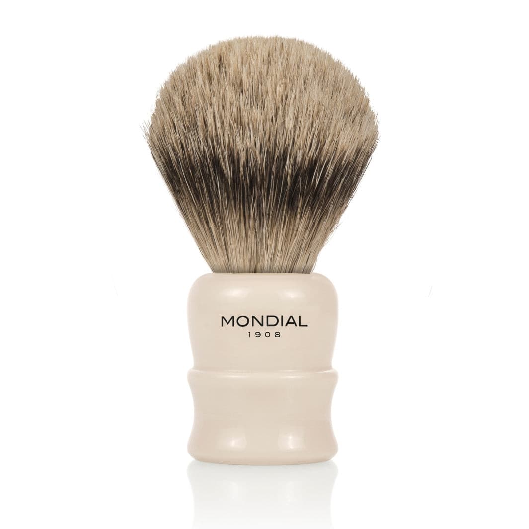mondial-1908-pennello-lancaster-resina-avorio-con-super-badger-extra image 1