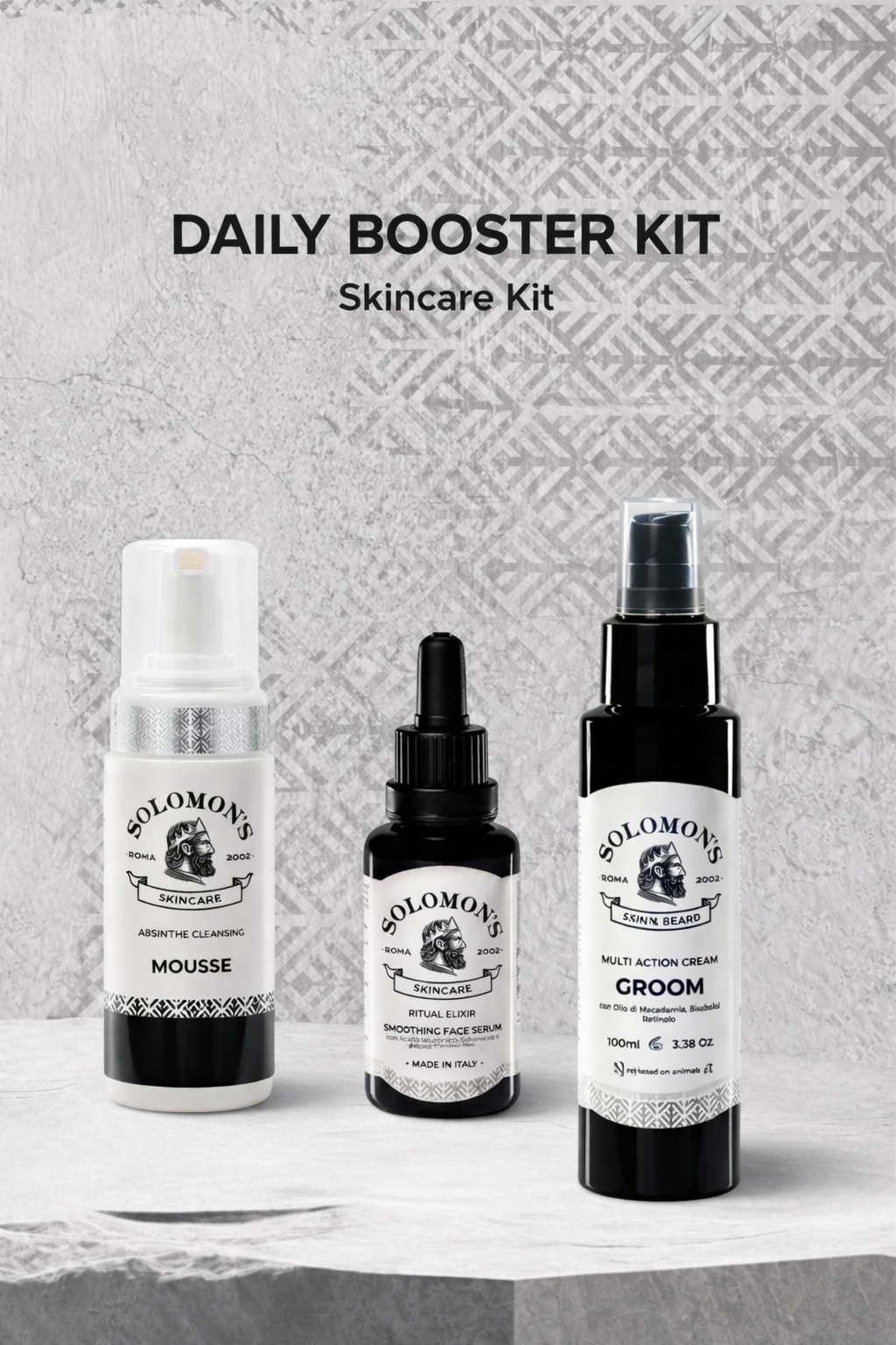 solomon-s-beard-daily-booster-kit-kit-viso-uomo-mousse-siero-crema image 1
