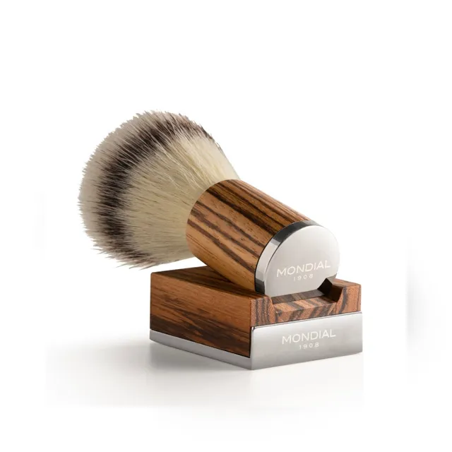 mondial-1908-mythos-set-rasatura-in-legno-zebrano-con-pennello-ecosilvertip-stan image 1