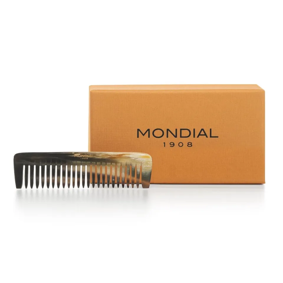 mondial-1908-pettine-per-capelli-in-corno-naturale-95-mm-denti-larghi image 1