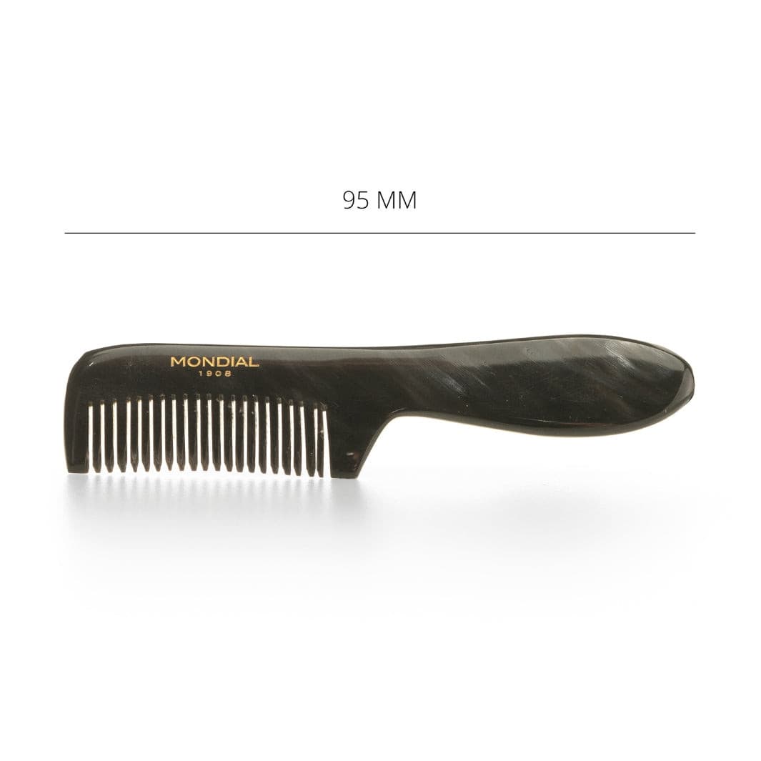 mondial-1908-pettine-barba-in-corno-naturale-con-manico-95mm image 2
