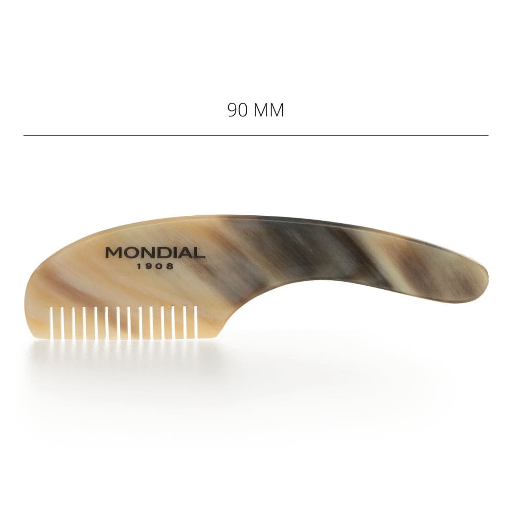 mondial-1908-pettine-per-baffi-in-corno-naturale-con-manico-90-mm image 2