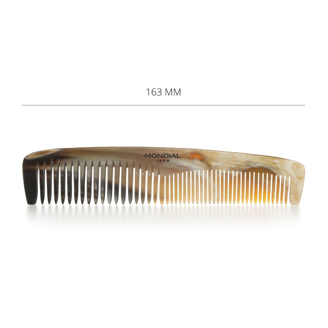 mondial-1908-pettine-tascabile-corno-naturale-doppia-dentatura-163-mm-con-custod image 2