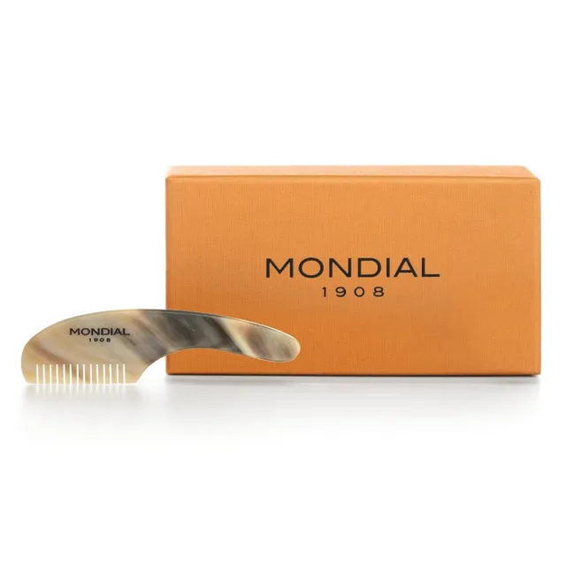 mondial-1908-pettine-per-baffi-in-corno-naturale-con-manico-90-mm image 1