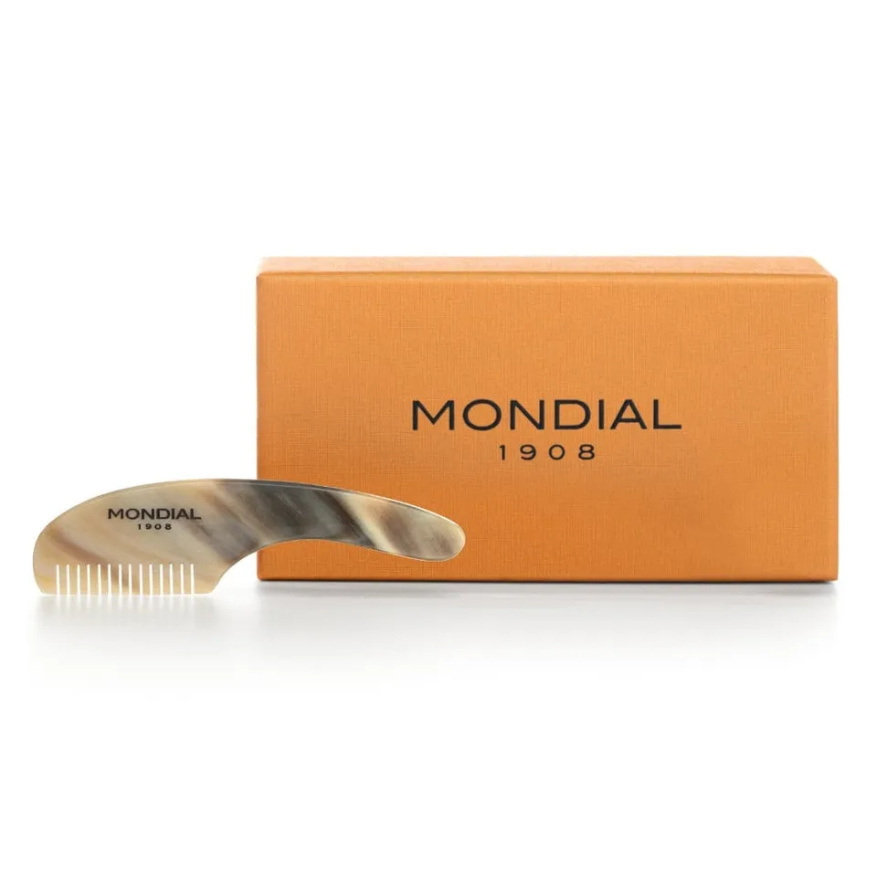 mondial-1908-pettine-per-baffi-in-corno-naturale-con-manico-90-mm image 1