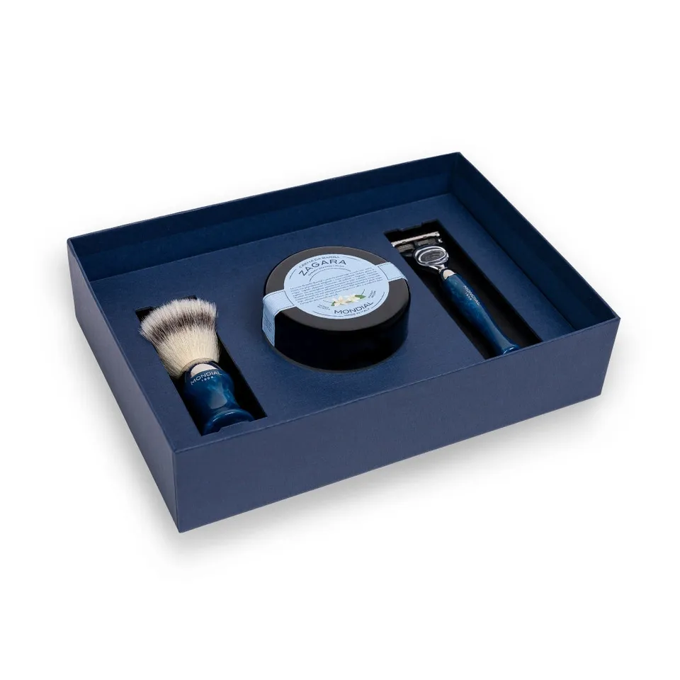 mondial-1908-heritage-set-rasatura-3-pezzi-resina-blu-con-crema-zagara image 1