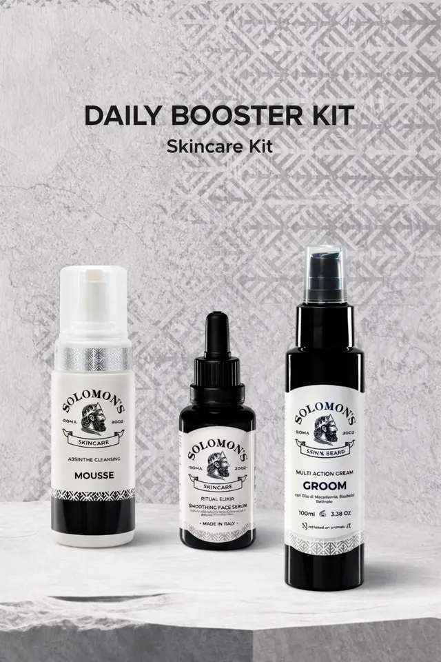 solomon-s-beard-daily-booster-kit-kit-viso-uomo-mousse-siero-crema image 1