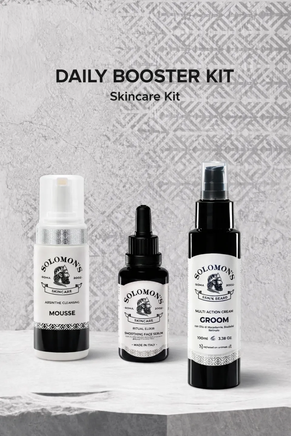 solomon-s-beard-daily-booster-kit-kit-viso-uomo-mousse-siero-crema image 1