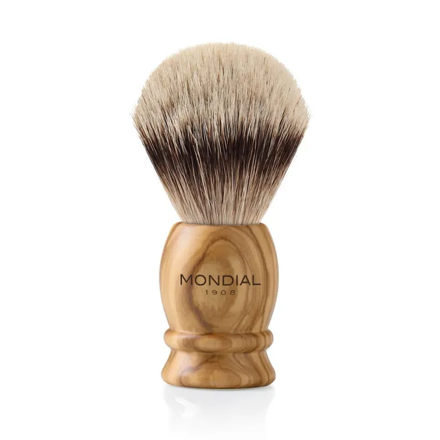 mondial-1908-luxury-pennello-barba-legno-ulivo-tasso-silvertip image 1