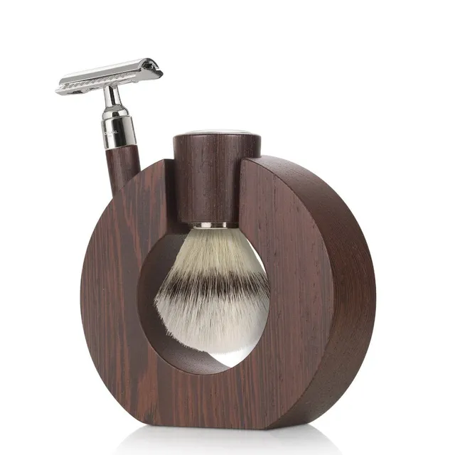 mondial-1908-sphaera-set-da-rasatura-in-legno-weng-con-pennello-silvertip-e-raso image 1