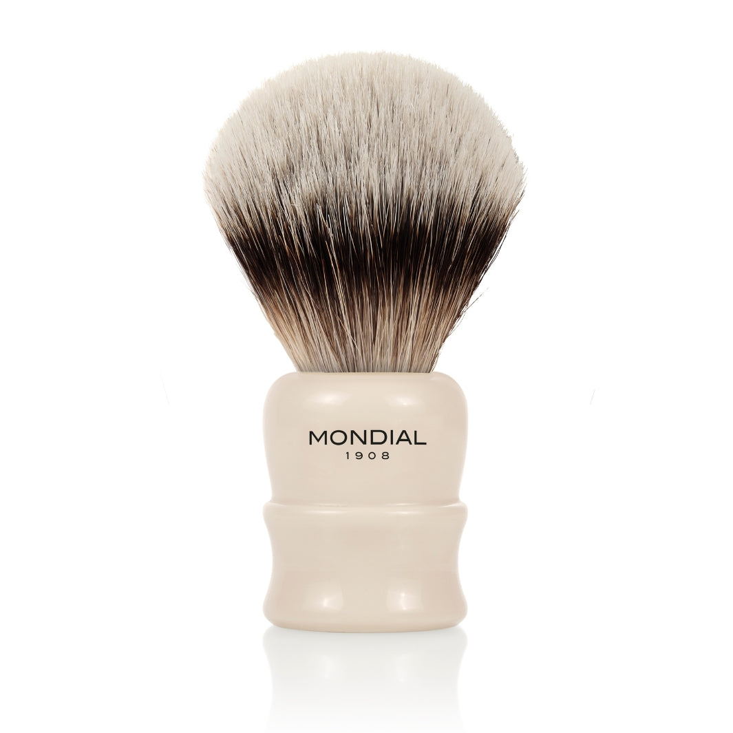mondial-1908-lancaster-pennello-da-barba-resina-avorio-con-tasso-alta-montagna image 1